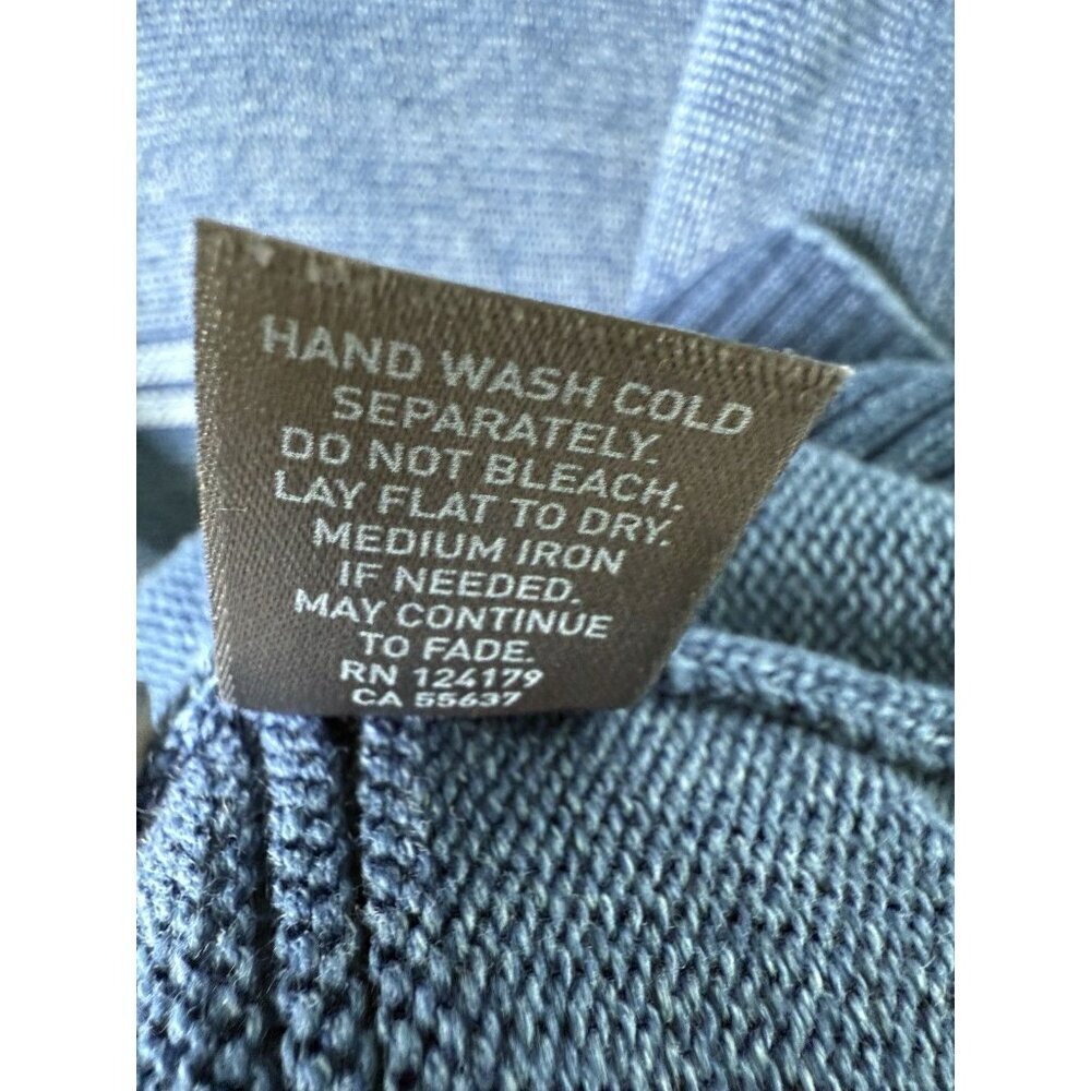 Johnston & Murphy Men’s Faded Blue Indigo Cotton Striped Sweater Size Large - Picture 8 of 10